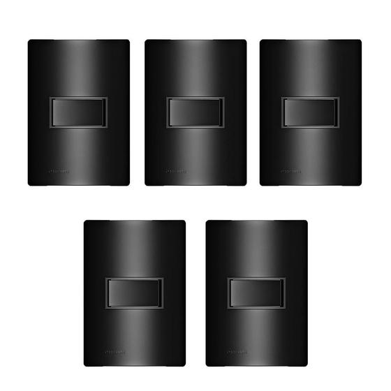 Imagem de Kit 5 Interruptores Simples 10A Carbono Preto 4x2 Soprano