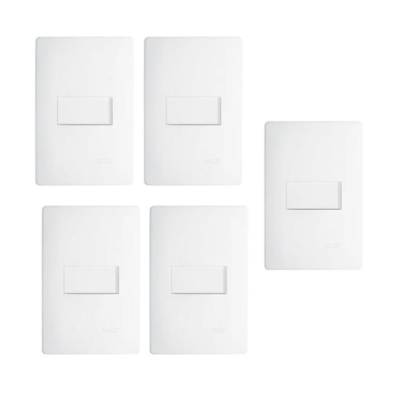 Imagem de Kit 5 Interruptores Simples 16a/250v C/Placa 4x2 Branco Fame