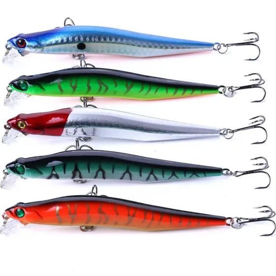 Imagem de Kit 5 Isca Artificial Para Tucunaré Traira Robalo Bass 12cm 10g