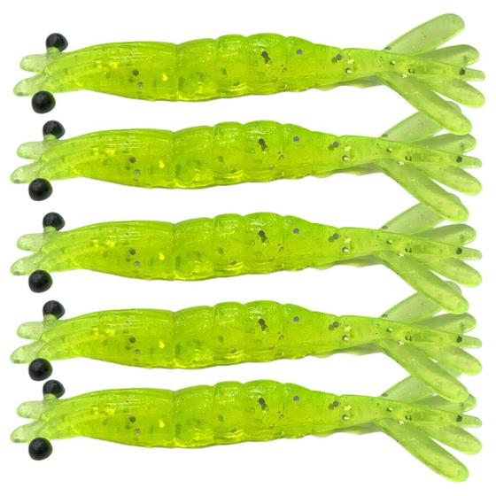 Imagem de Kit 5 Isca Camarão Easy Cast Pesca 8,5cm 5gr - Verdinho Neon