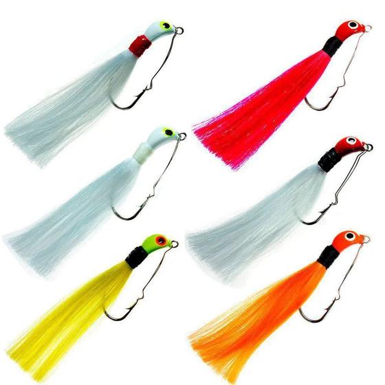 Kit 5 iscas artificiais jig lori 16g anti enrosco rabuda cores variadas Imagem de Kit 5 iscas artificiais jig lori 16g anti enrosco rabuda cores variadas