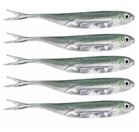 Imagem de Kit 5 Iscas Artificiais Pesca Real Jig Shad Soft Head 10Cm V