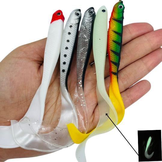 Imagem de Kit 5 Iscas Artificiais Shad Grub 11.5cm 6gr Tucunaré Robalo