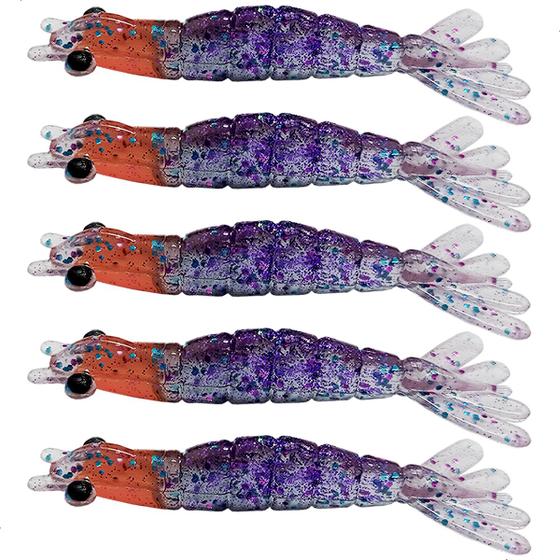 Imagem de Kit 5 Iscas Camarão Artificial 6cm - Pesca Robalo Tucunaré Corvina 