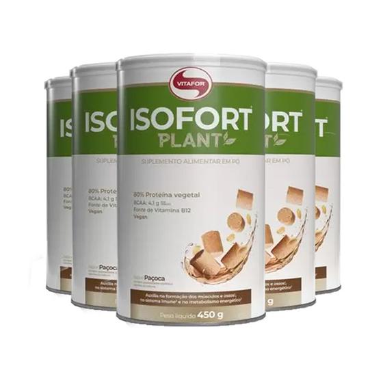 Imagem de Kit 5 Isofort Plant Vitafor 450g Paçoca