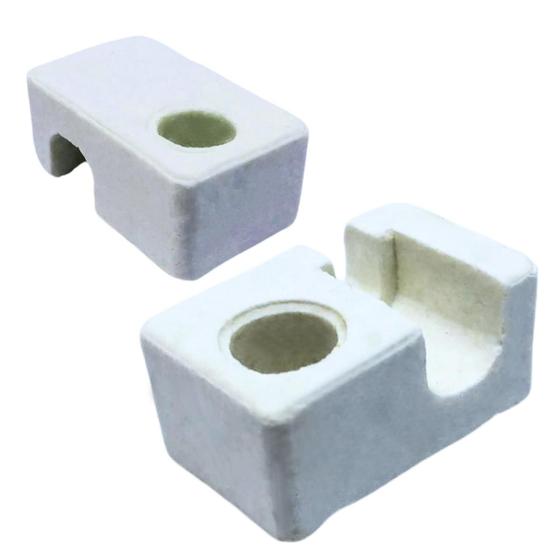 Imagem de KIT 5 Isoladores em Cerâmica Retangular com Canal e Furo Resistente a Altas Temperaturas