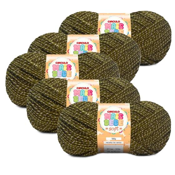 Imagem de Kit 5 Lã Fio Mais Bebe Soft Circulo - 500m/100g