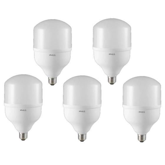 Imagem de Kit 5 Lâmpada Bivolt Bulbo Led E27 Luz Branco Frio 6500K 50W