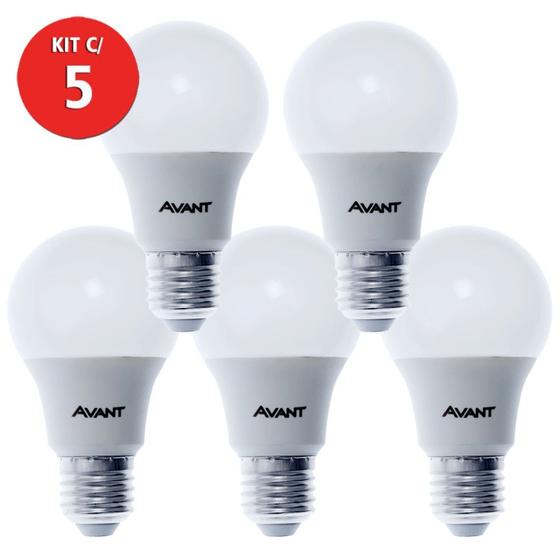 Imagem de Kit 5 Lâmpada de LED 9W Pera Branca Bivolt Avant