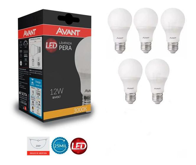 Kit 5 Lâmpada Led 12 Bulbo Soquete E27 Bivolt Branco Quente Menor preço em Kit 5 Lâmpada Led 12 Bulbo Soquete E27 Bivolt Branco Quente