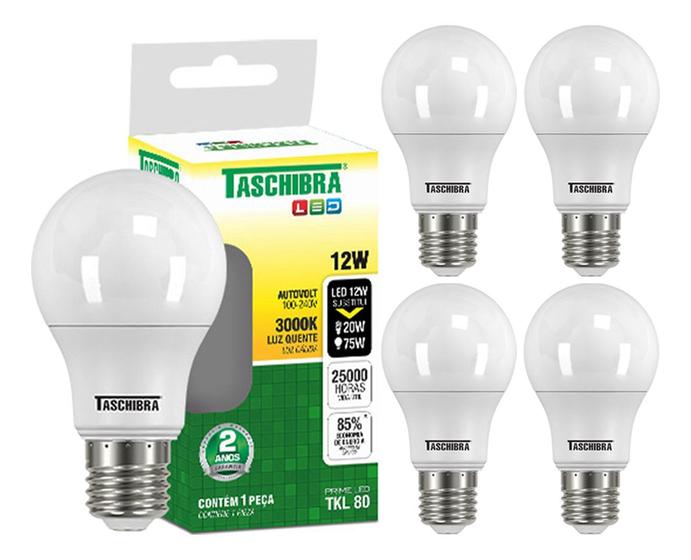 Imagem de Kit 5 Lâmpada Led 12w Luz Quente Amarela 3000k Taschibra