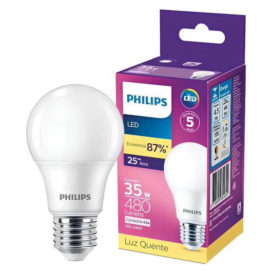 Imagem de Kit 5 Lâmpada Led Bulbo 4,5W 480Lm Bivolt Philips