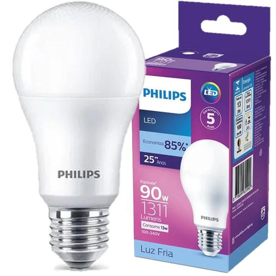 Imagem de Kit 5 Lampada Led Bulbo Philips 13w Branco Frio 6500K E27