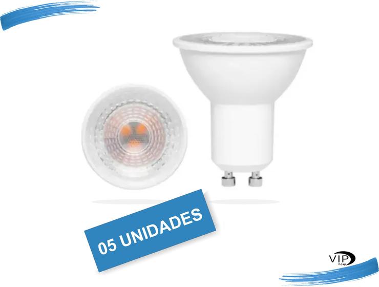 Kit 5 Lâmpada Led Dicroica Gu10 4,5w Branco Quente 3000k Menor preço em Kit 5 Lâmpada Led Dicroica Gu10 4,5w Branco Quente 3000k