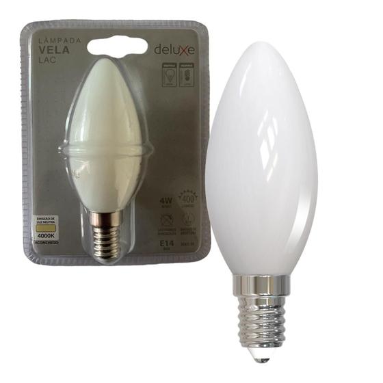 Imagem de Kit 5 Lampada Led Vela Filamento Lac 4w Branco Neutro 4000k E14