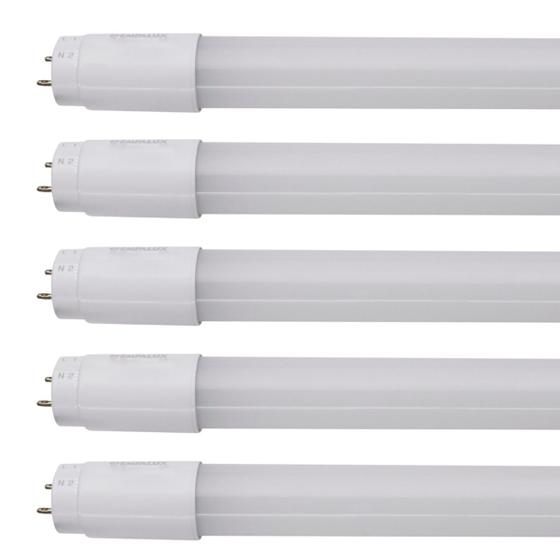 Imagem de Kit 5 Lâmpada Tubular Led 60cm 10w Branco Frio 6500K Luz Branca T8 Empalux 900lm G13 Bivolt Compatível Fluorescente