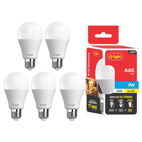 Imagem de Kit 5 Lâmpadas Bulbo Led Iluminação Funcional Branco Frio 9w 810 Lumens