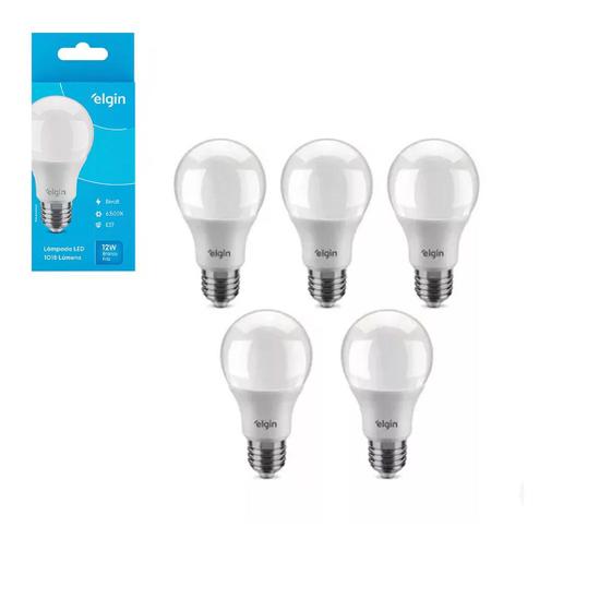 Imagem de Kit 5 Lâmpadas Led Bulbo 12W 6500K E27  Branco Frio