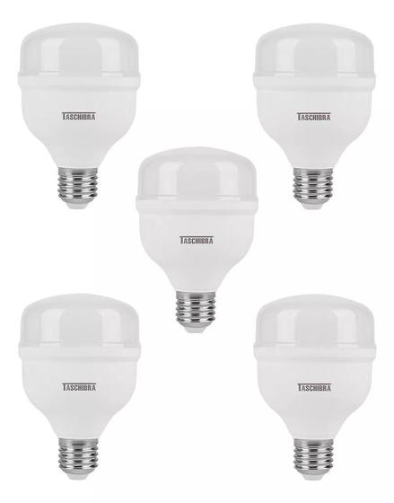 Imagem de Kit 5 Lâmpadas Led Bulbo 20w E27 Branco Frio Inmetro Taschibra