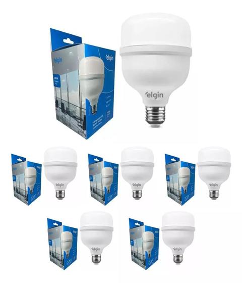 Imagem de Kit 5 Lâmpadas LED Bulbo 40w Branco Frio 6500k Alta Potência - Elgin