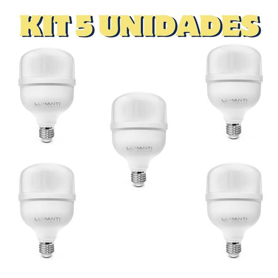 Imagem de Kit 5 lampadas led bulbo alta potencia 30w branco quente 3000k lumanti