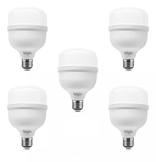 Imagem de Kit 5 Lâmpadas Led Super Bulbo 30w Alta Potência Bivolt Branco Frio Elgin