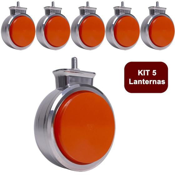 Imagem de Kit 5 Lanterna Bojuda Foguinho Maria LED Cromada Bivolt Amarela