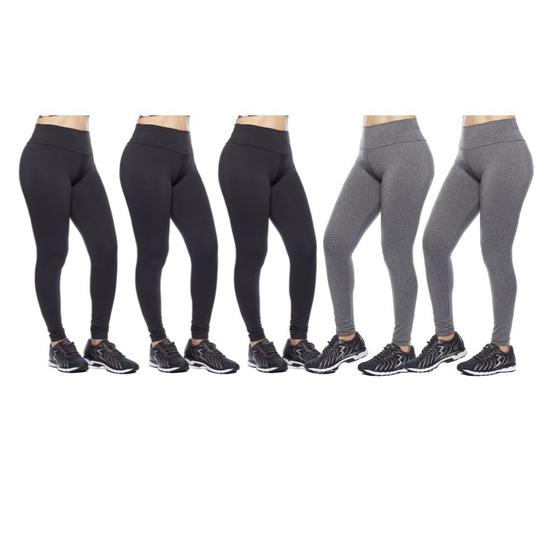 Imagem de Kit 5 leggings feminina adulto lisa basica suplex fitness uniforme academia ginástica trabalho