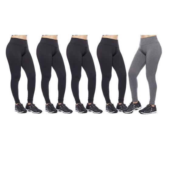 Imagem de Kit 5 leggings feminina adulto lisa basica suplex fitness uniforme academia ginástica trabalho