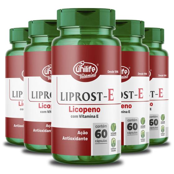 Imagem de Kit 5 Liprost E Licopeno com Vitamina E Unilife 60 Cápsulas