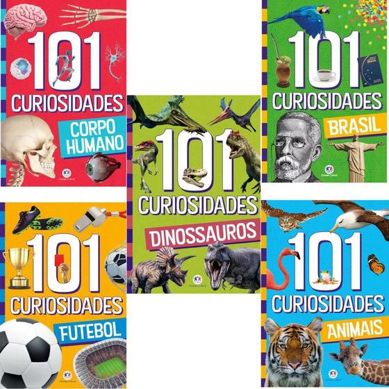 Kit 5 Livros 101 curiosidades Corpo humano + Dinossauros + Brasil + Futebol + Animais Menor preço em Kit 5 Livros 101 curiosidades Corpo humano + Dinossauros + Brasil + Futebol + Animais