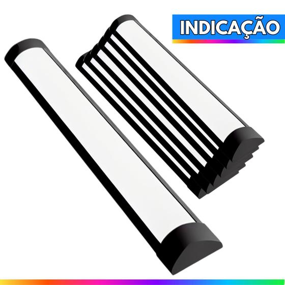 Imagem de Kit 5 Luminária Led Linear K8 60cm 20w Preta Tubular Sobrepor Slim Bivolt