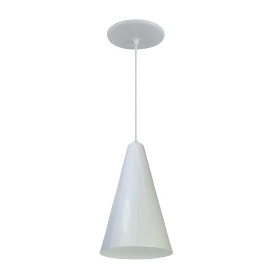 Imagem de Kit 5 Luminária Pendente Cone Com Interior Branco Brilho Com Fiação 110/220v