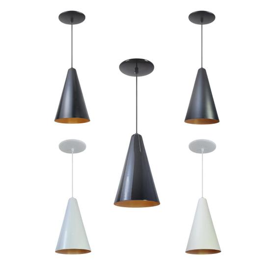 Imagem de Kit 5 Luminária Pendente Cone Com Interior Cobre Com Fiação 110/220v