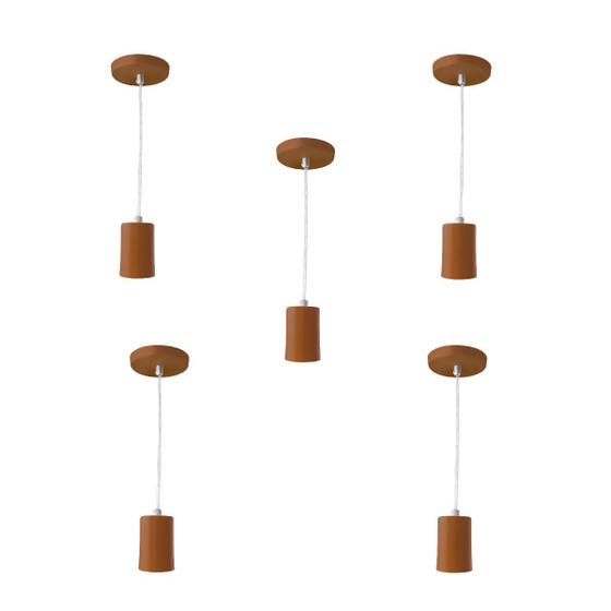 Kit 5 Luminária Pendente Copinho Com Fiação 110/220v Soquete E27