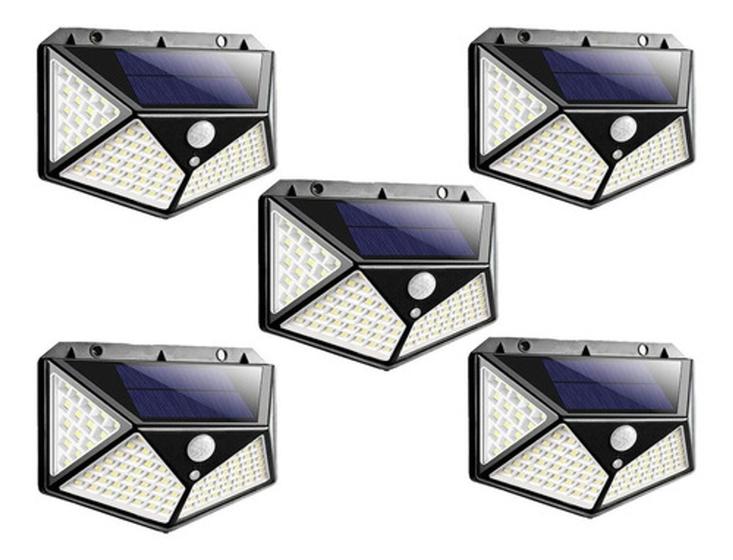 Kit 5 Luminária Solar 100 Led Com Sensor Jardim Prova D'água Menor preço em Kit 5 Luminária Solar 100 Led Com Sensor Jardim Prova D'água