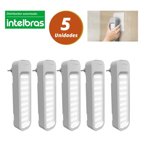 kit 5 Luminárias de Emergência Intelbras Lea 150 Led Bivolt Branca