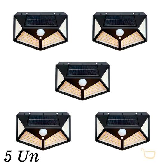 Imagem de Kit 5 Luminárias led solar com sensor de presença 8W