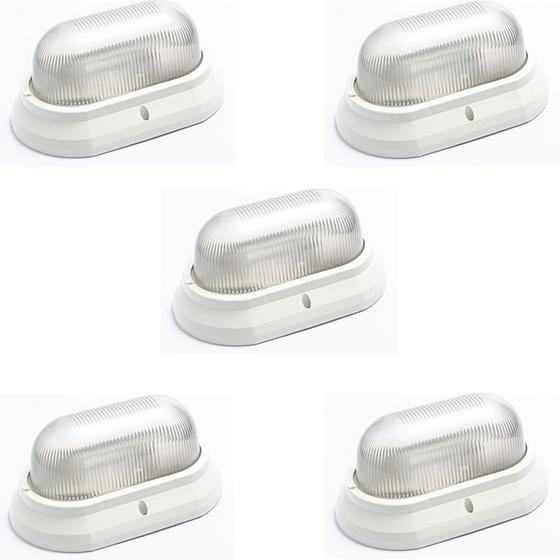 Kit 5 luminarias tartaruga arandela branca externa sem grade Syka