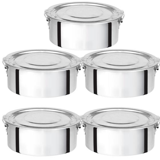 Imagem de Kit 5 Marmita Redonda Alta Com Trava Nº12 600 Ml Alumínio