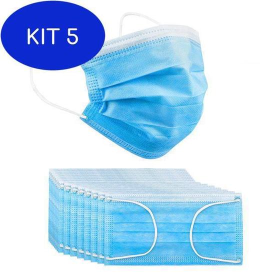 Kit 5 Mascara Tripla Importada Descartável 50 Mascara Por Caixa