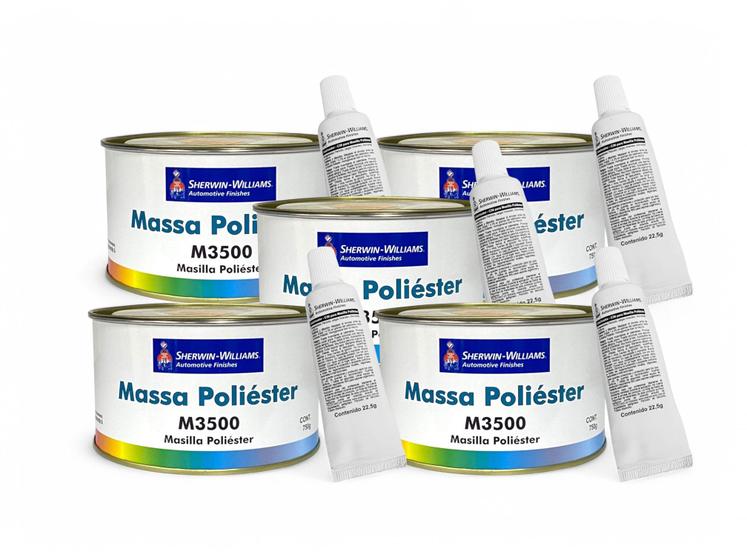 Imagem de Kit 5 Massa Poliester M3500 SHERWIN-WILLIAMS 750g