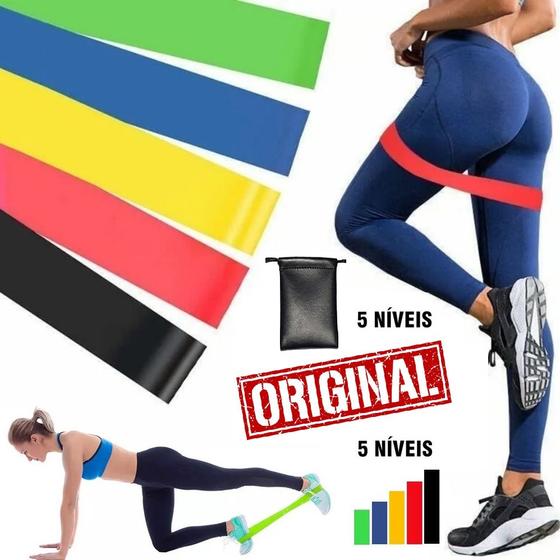 Imagem de Kit 5 Mini Band Elástico Exercício Academia Malhar Fit Treino Em Casa Funcional Faixas Theraband Musculação Ombro Braço