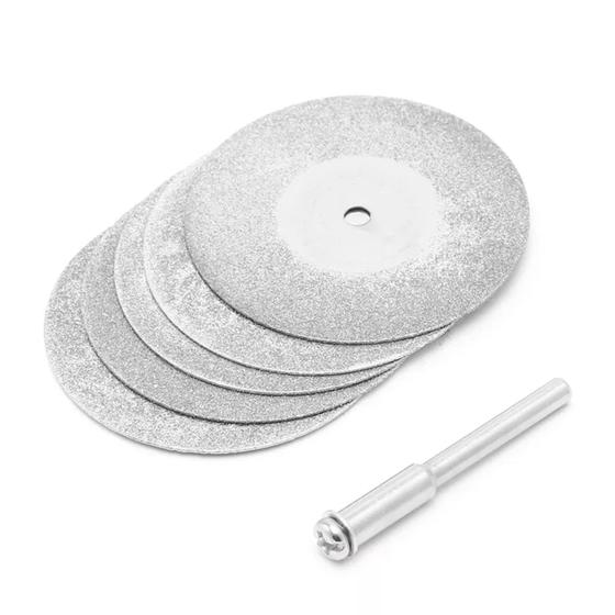 Imagem de Kit 5 Mini Discos Diamantados a Escolher 30mm, 40mm ou 50mm + 1 Haste