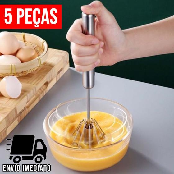 Imagem de Kit 5 Mixer Misturador Giratório Fue Semi-Automático para Cozinha Batedor de Ovos e Cremes