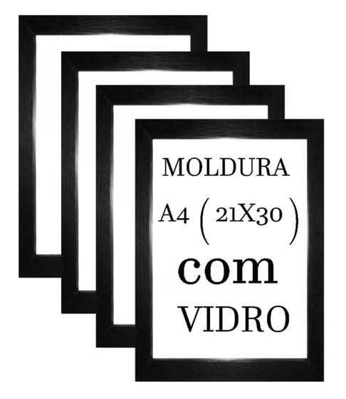 Imagem de Kit 5 molduras A4 ( 21x30) com vidro e pendurador.