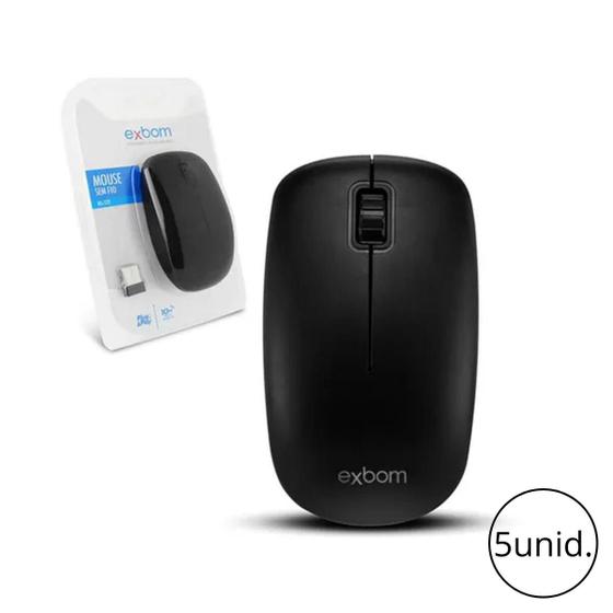 Imagem de Kit 5 Mouse Óptico USB Sem Fio Wireless 2.4 Ergonômico Exbom