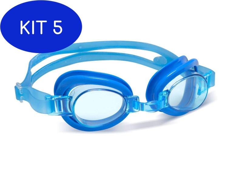 Imagem de Kit 5 Óculos De Natação Infantil Vollo Junior Jr Classic Azul