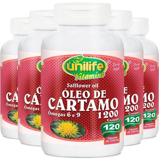 Imagem de Kit 5 Óleo de Cartamo 1200mg 120 cápsulas Unilife