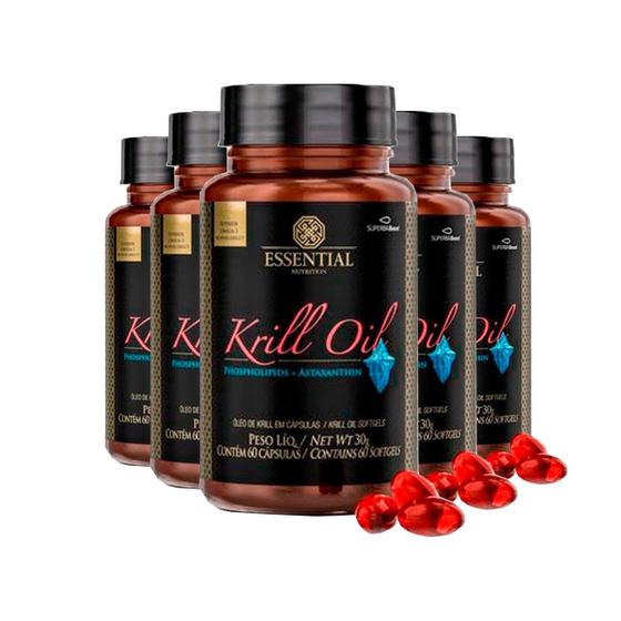 Kit 5 Óleo de Krill 60 Cápsulas 500mg Essential Nutrition